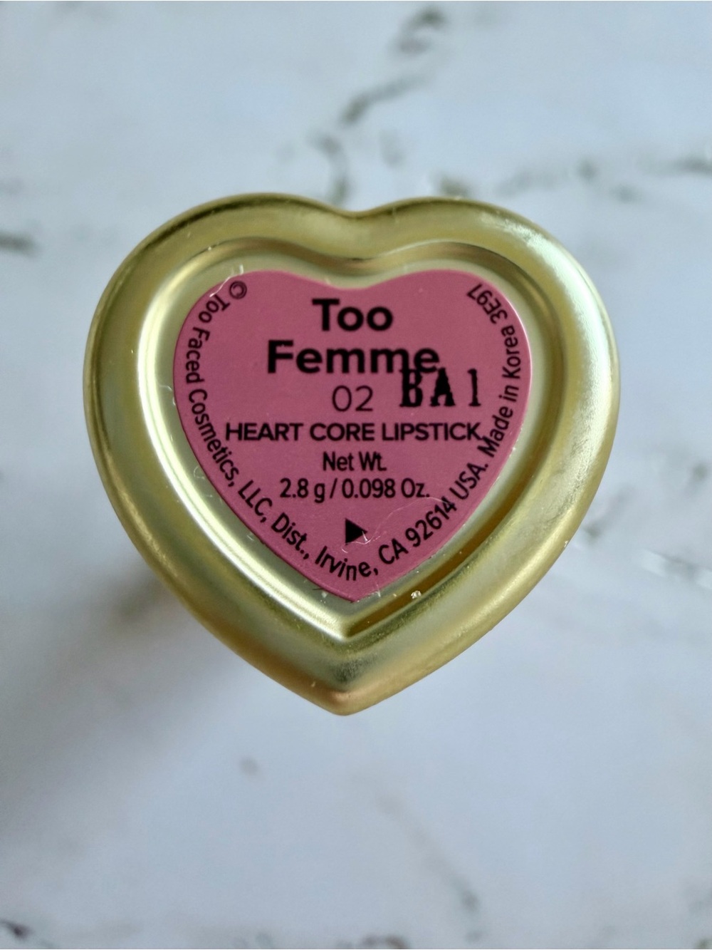Too Faced Heart Core Lipstick in Too Femme- Discontinued!!! So Cute! NWOT - Picture 4 of 4